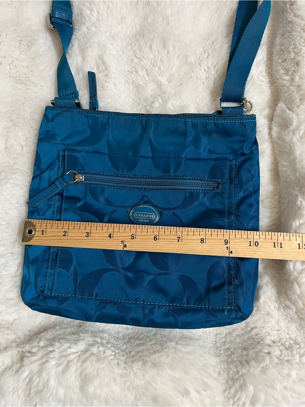 Coach Teal Signature Nylon Crossbody Bag - Pre-Owned - Picture 8 of 16